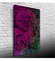 Ejderha Çizimi Mor Tonlarda Kanvas Tablo 50 x 70
