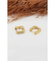 Kadın Çelik Basic Geometrik 1.5cm Kare Moldel Klipsli Küpe