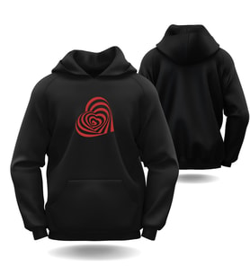 Sevgililer Günü Erkek Kadın Kalp Görselli Kapüşonlu Hoodie Sweatshirt 6018 (Siyah)