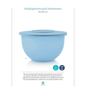 Tupperware Eko Kap 4.3 Lt Buz Mavisi Hamur-yoğurt Mayalama