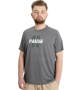 Mode XL Büyük Beden Erkek T-shirt PAUSE 23109 Antramelanj