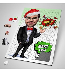 Kişiye Özel Erkeğe Mutlu Yıllar Karikatürlü Puzzle