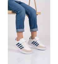Lafonten Beyaz İndigo Cırtlı Hafif Esnek Erkek Çocuk Spor Ayakkabı 754 F