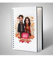 Sevgiliye Hediye Kişiye Özel Sonbahar Yaprakları ve Aşkımız Karikatürlü Defter