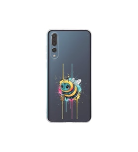 Huawei P20 Pro ile uyumlu Splash arı tasarımlı şeffaf silikon kılıf