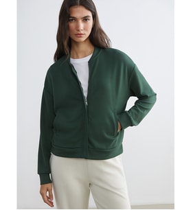 LCW EVERYDAY Yeşil Kolej Yaka Oversize Kadın Fermuarlı Sweatshirt