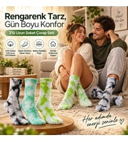Giyim Unisex Batik Desenli Çorap 3'lü Set Renkli Pamuklu Uzun Soket Dikişsiz Nefes Alan Günlük Spor