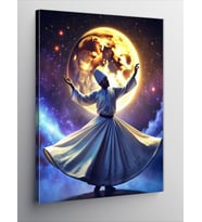 Kanvas Tablo Ay Işığı Ve Mevlevi Semazen