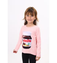 Toontoy Kız Çocuk Nutella Baskılı T-Shirt (Pembe Melanj)