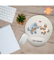 Kişiye Özel Aşık Sevimli Hayvan Gitar Temalı Mouse Pad Bilek Destekli