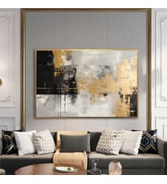 Yağlı Boya Dokulu Tablo Siyah Altın Gold Soyut Altın Çerçeveli U08082