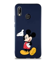 Huawei P20 Lite Soft Premier Kapak Mickey Mouse-C Tasarımlı Silikon Kılıf - Lacivert (Şeffaf)