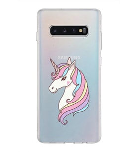 Samsung Galaxy S10 Plus Kapak Unicorn Tasarımlı Şeffaf Silikon Kılıf