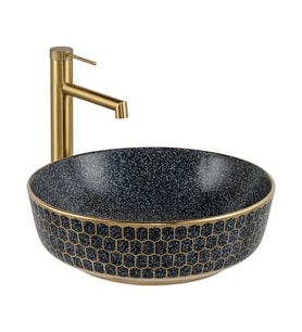 E-W8145 Tezgah Üstü Lavabo Mat Gri & Altın