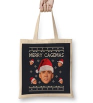Merry Cagemas Christmas Nicolas Cage Knit Bez Çanta Uzun Saplı