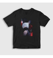 Presmono Unisex Çocuk Siyah Kakashi V2 Anime Naruto T-Shirt 133599tt