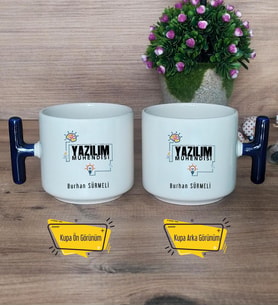 Yazılım Mühendisi Kupa Bardak T Lacivert Kulplu Mühendisler Günü Hediyesi