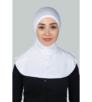 Kadın Tesettür Pratik Boyunluklu Hijab - Sporcu Bone (Beyaz)