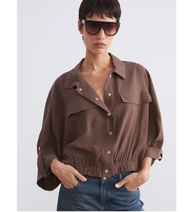 LCW Vision Kahverengi Modal Karışımlı Oversize Kadın Gömlek