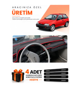 SUZUKI SWİFT (1988-1994) Uyumlu Torpido Koruma Örtüsü Oto Kılıfı - Siyah Kırmızı