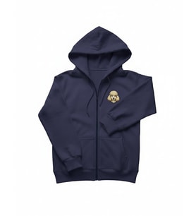 Erkek Poodle Baskılı Oversize Fermuarlı Hoodie (Lacivert)