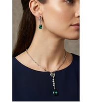 GÜMÜŞ METAL KRİSTAL DAMLA TAŞ KOLYE KÜPE SET