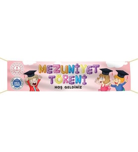 Mezuniyet Pankartı-4- 75x300 cm (Kırmızı)