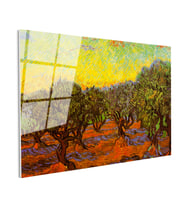 Tamperli Gerçek Cam Tablo Vincent van Gogh Zeytin Ağaçları Tarlası Ressam Tablosu Dekoru