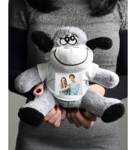 Kişiye Özel Fotoğraflı Tişörtlü Peluş Eşek 22cm - Özür Hediyesi Oyuncak Peluş (Gri)