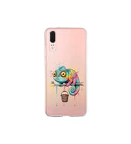 Huawei P20 ile Uyumlu Splash Bukalemun Tasarımlı Şeffaf Silikon Kılıf