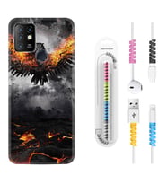 INFINIX Hot 8 9 10 11S Hot 10 Play 10T Kılıf Kablo Koruma Spiral Silikon Ateş Kartalı 1766