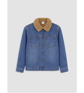 LCW Kids İndigo Kürk Yaka Polar Astarlı Erkek Çocuk Jean Ceket