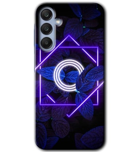 Galaxy A25 Kılıf HD Desen Baskılı Kılıf - Dark Neon Yaprak O Harfi