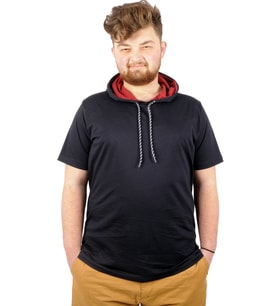 Mode XL Büyük Beden Oversize Tshirt Kapşon Basic 21115 Lacivert