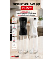 ByMyHand Cam Gövdeli Plastik Püskürtme Kapaklı Püskürtmeli Yağdanlık Sirke Sos ve Yağlık 2'li Set 23