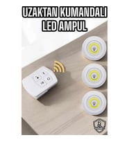 Mey İthalat® Led Lamba 3'lü Uzaktan Kumandalı Yapışkanlı Beyaz Işık