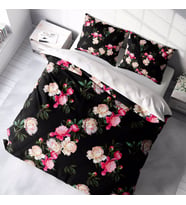 MonoHome Black Flower 3D Pamuk Saten Çift Kişilik Nevresim Takımı (Karışık)