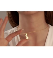 Kişiye Özel Tasarım Evcil Hayvan İsim Kemik Kolye 925K Gümüş (Gold)