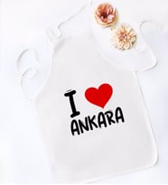 BK Gift I Love Ankara Tasarımlı Beyaz Mutfak Önlüğü - Model 1