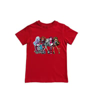 MONSTER HIGH baskılı pamuklu penye kumaş yazlık çocuk tişört (Kırmızı)