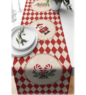 Yılbaşı Temalı Dijital Baskılı Runner Örtüsü Christmas 40x140 cm