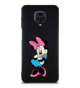 Xiaomi Redmi Note 9 Pro Soft Premier Kapak Minnie Mouse-D Tasarımlı Silikon Kılıf - Siyah (Şeffaf)