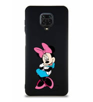 Xiaomi Redmi Note 9 Pro Soft Premier Kapak Minnie Mouse-D Tasarımlı Silikon Kılıf - Siyah (Şeffaf)