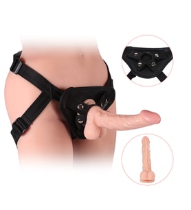Hızlı Express Belden Bağlamalı Damarlı 18.5 CM Curved Eğik Realistik Dildo Strapon Penis