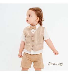 COCOSISS 241179 Erkek Bebek Mini CCSS Çizgili Keten Gömlek 4'lü Takım  (Karışık)