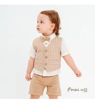 COCOSISS 241179 Erkek Bebek Mini CCSS Çizgili Keten Gömlek 4'lü Takım  (Karışık)