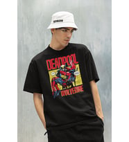 Marvel Wolverine x Deadpool Baskılı Unisex Tişört, Oversize Film Tişört