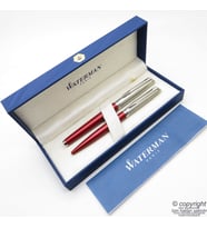 Waterman Hemisphere Essential Kırmızı CT Dolma Kalem + Tükenmez Kalem Set  İsme Özel Kalem  Hediye Kalem