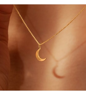 Kişiye Özel 925 Ayar Gümüş Minimalist Hilal Kolye Sevgiliye Hediye (Gold)