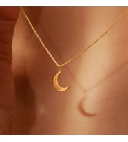 Kişiye Özel 925 Ayar Gümüş Minimalist Hilal Kolye Sevgiliye Hediye (Gold)